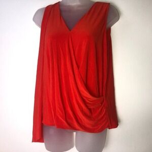 Cato Orange Red Sleeveless Blouse Medium NWT